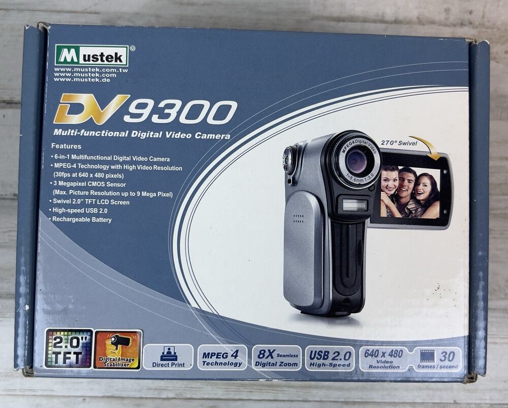 Mustek DV9300 Digital Video Camera Camcorder 3MP 8X Zoom Silver Boxed Untested